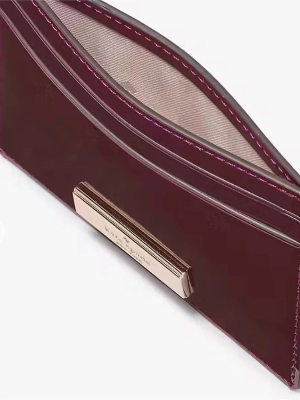 Kate Spade Kenzie Patent Wallet & Card Holder Gift Set Plum Metallic New